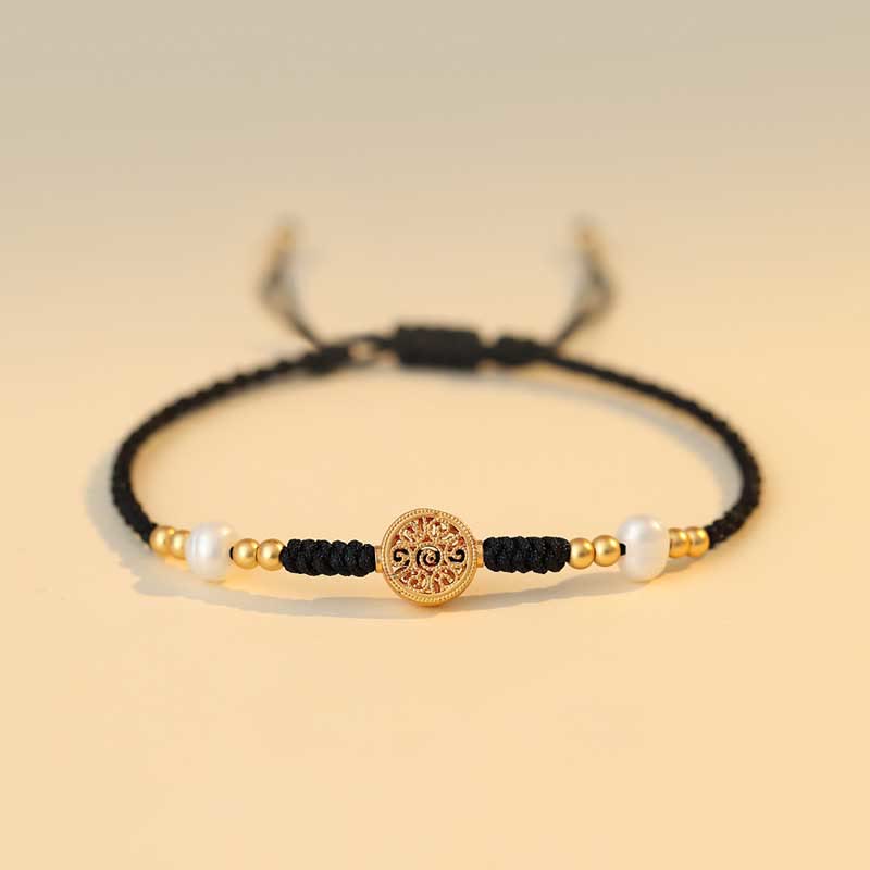 Buddha Stones Miedziana Moneta Fortuna Drzewo Szczęścia Siła Bransoletka Pleciona