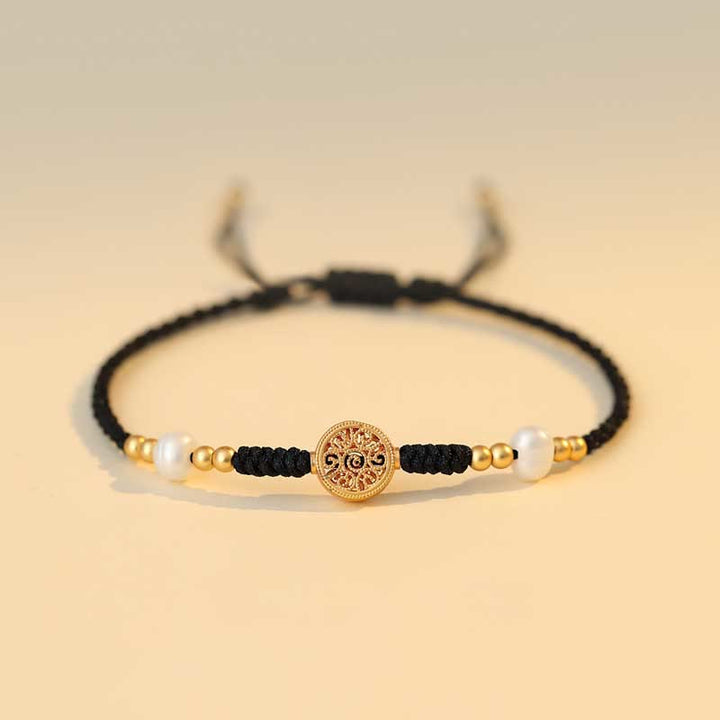 Buddha Stones Miedziana Moneta Fortuna Drzewo Szczęścia Siła Bransoletka Pleciona