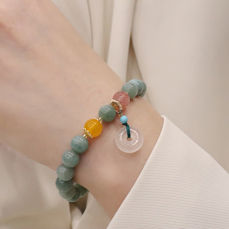 Buddha Stones Cyan Jade Lotos Dynia Życzenie Pokoju Klamra Ametyst Kryształ Uzdrawiająca Bransoletka