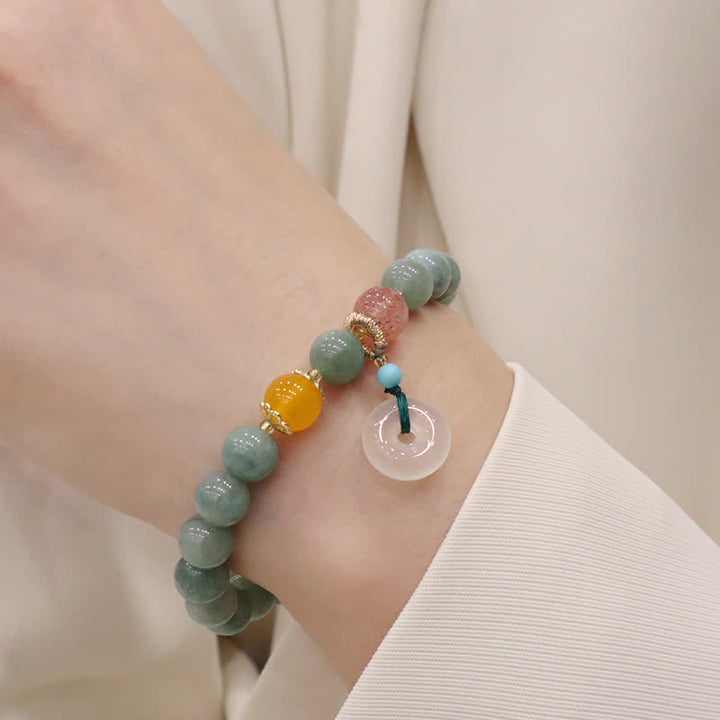 Buddha Stones Cyan Jade Lotos Dynia Życzenie Pokoju Klamra Ametyst Kryształ Uzdrawiająca Bransoletka