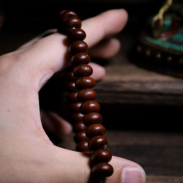 Buddha Stones Naturalne Tybet 108 Mala Koraliki Fioletowe Nasiona Bodhi Trójoki Koralik Dzi Miedziana Bransoletka Harmonii Dorje