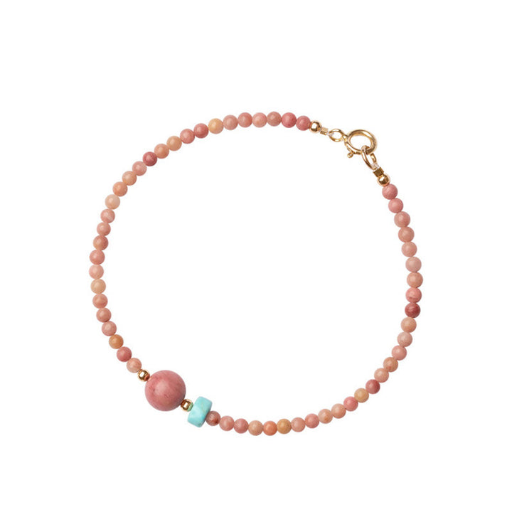 Bransoletka z naturalnego rodonitu i łańcuszka energetycznego z Buddha Stones 14K pozłacana