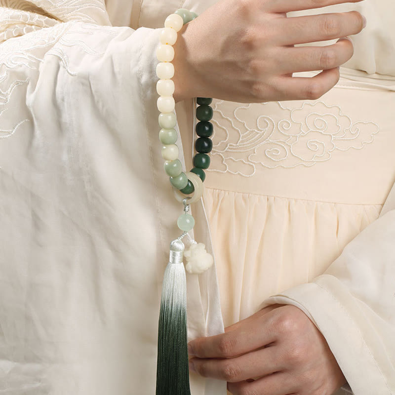 Buddha Stones Naturalny Gradient Bodhi Nasiona Fortuny Pieniądze Worek Lotos Mądrość Tassel Nadgarstek Mala