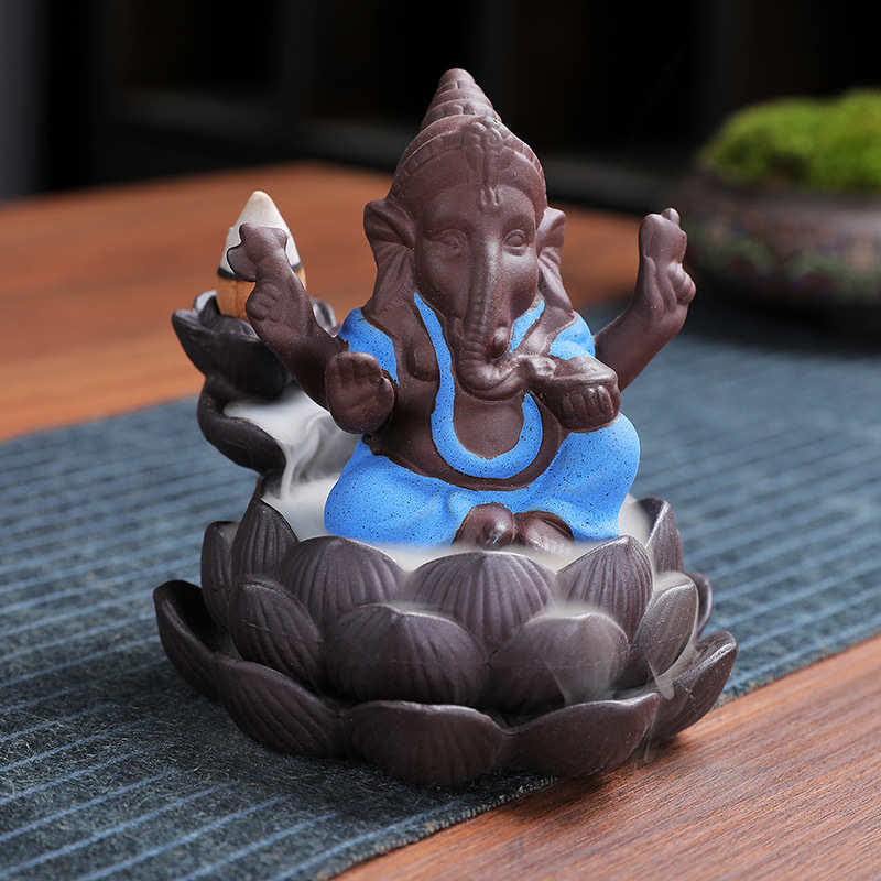 Ganesh Elephant Purple Clay Fontanna dymna z filtrem zwrotnym Ochrona kadzideł