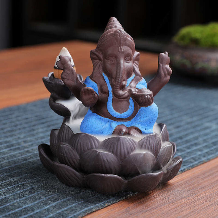 Ganesh Elephant Purple Clay Fontanna dymna z filtrem zwrotnym Ochrona kadzideł