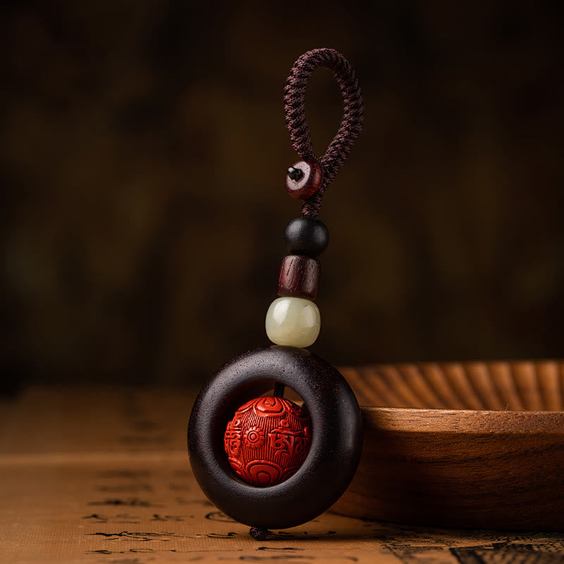 Buddha Stones Tybet Om Mani Padme Hum PiXiu Miedziana Moneta Mały Liść Czerwony Sandałowiec Cynober Ochrona Brelok