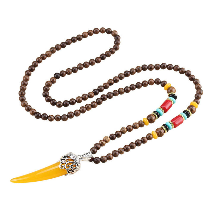 Wisiorek z kamienia wenge wood turquoise horn protection meditation style