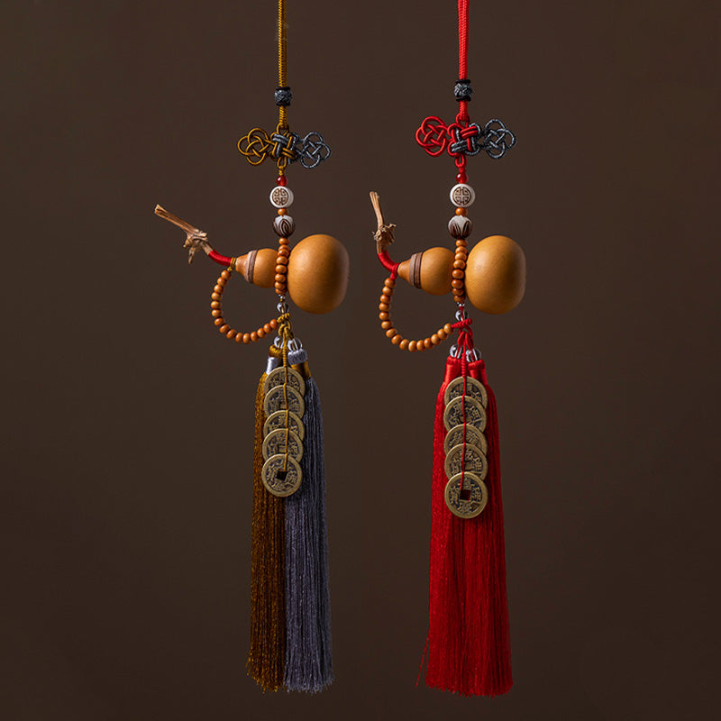 Buddha Stones Feng Shui Monety Tykwa Chiński Węzeł Szczęśliwe Monety Pięć Cesarskich Pieniędzy Bogactwo Frędzle Dekoracja