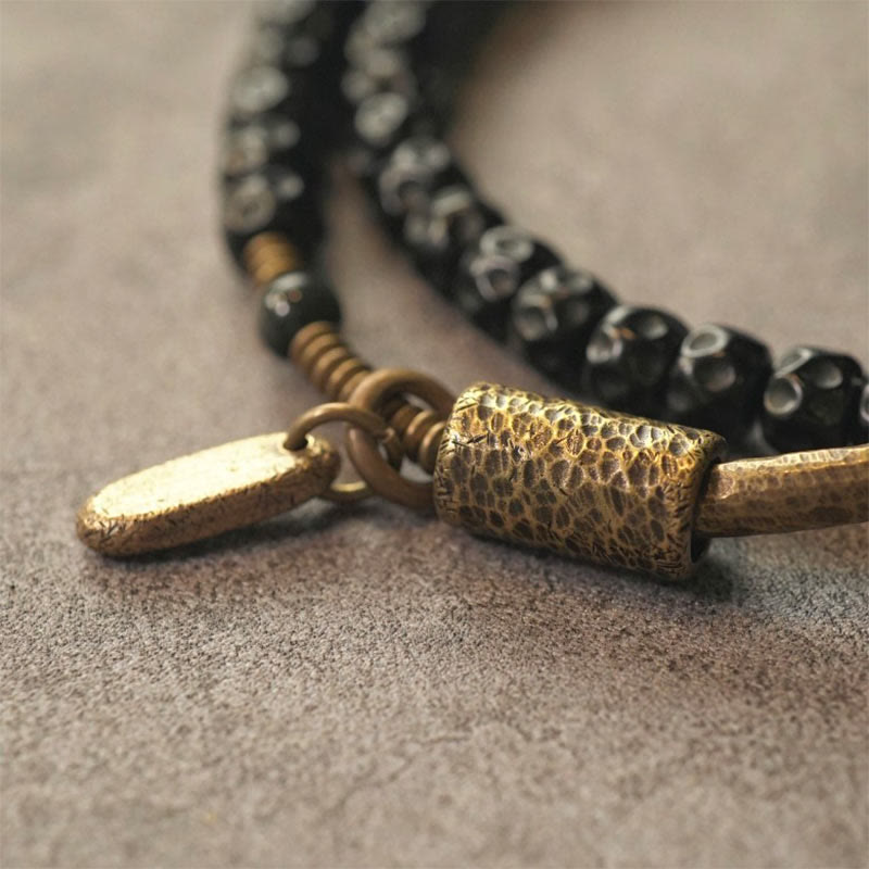 Bransoletka z potrójnym owinięciem "Buddha Stones Retro Coconut Shell Brass Copper Happiness" - image 6