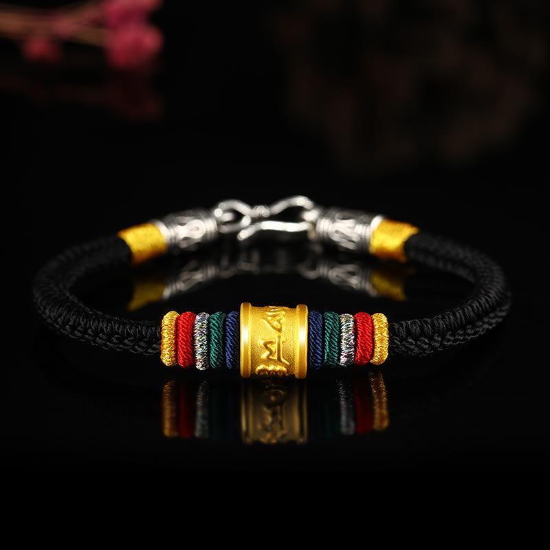 Buddha Stones Tybet 999 Złoty Om Mani Padme Hum Ręcznie Robiona Bransoletka Szczęścia Węzeł Pokoju Ośmiu Nici
