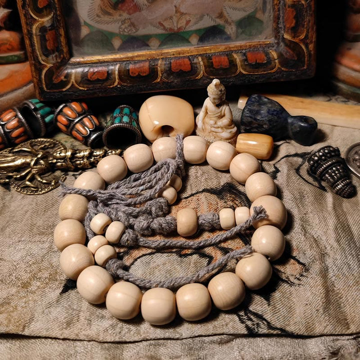 Buddha Stones 108 Mala Koraliki Abelia Biflora Drewno Odpędzające Złe Duchy Mala Nadgarstek