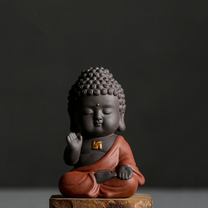 Buddha Stones Mały Budda Spokój Fioletowa Glina Dekoracja Biurka Domowego