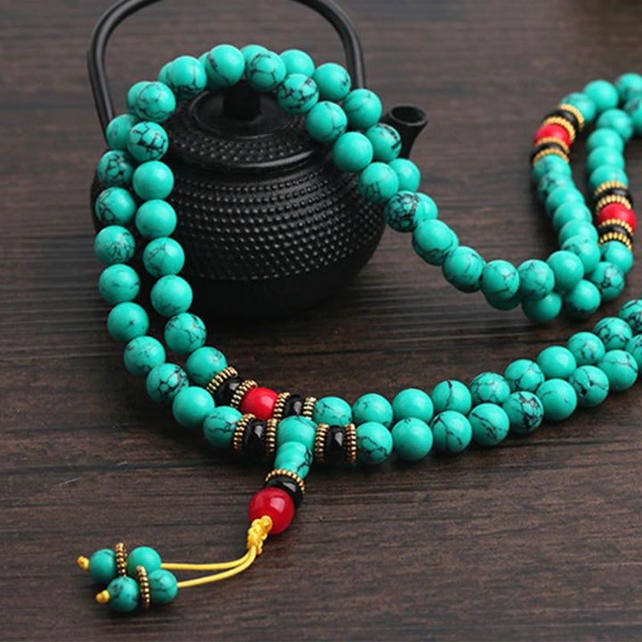 Bransoletka lecznicza Mala z Buddha Stones z tybetańskiego turkusu