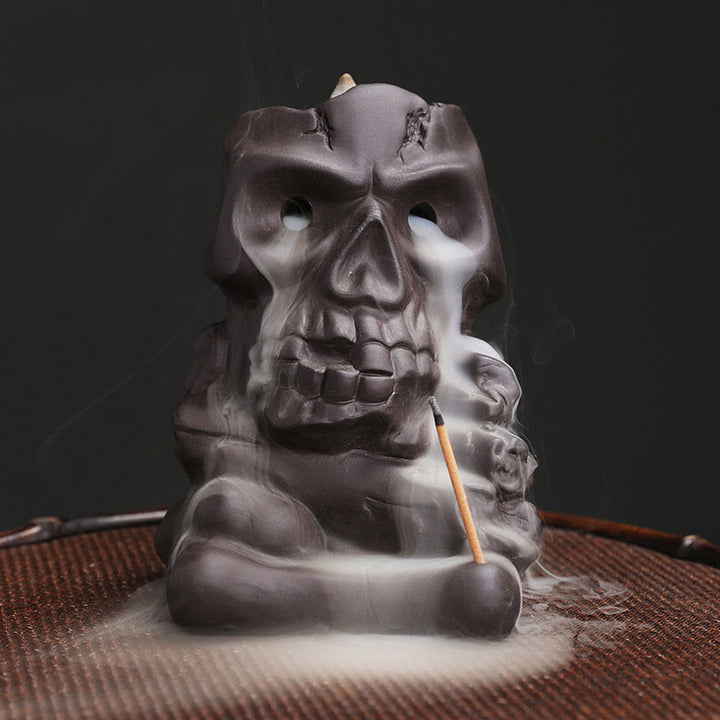 Buddha Stones Halloween Czaszka Głowa Fioletowa Glina Uzdrawiająca Kadzielnica Dekoracja