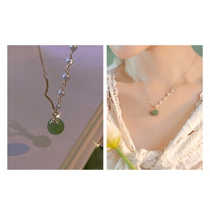 Kamienie Buddy Naturalny naszyjnik z perełkami z jadeitu Hetian Luck Bead