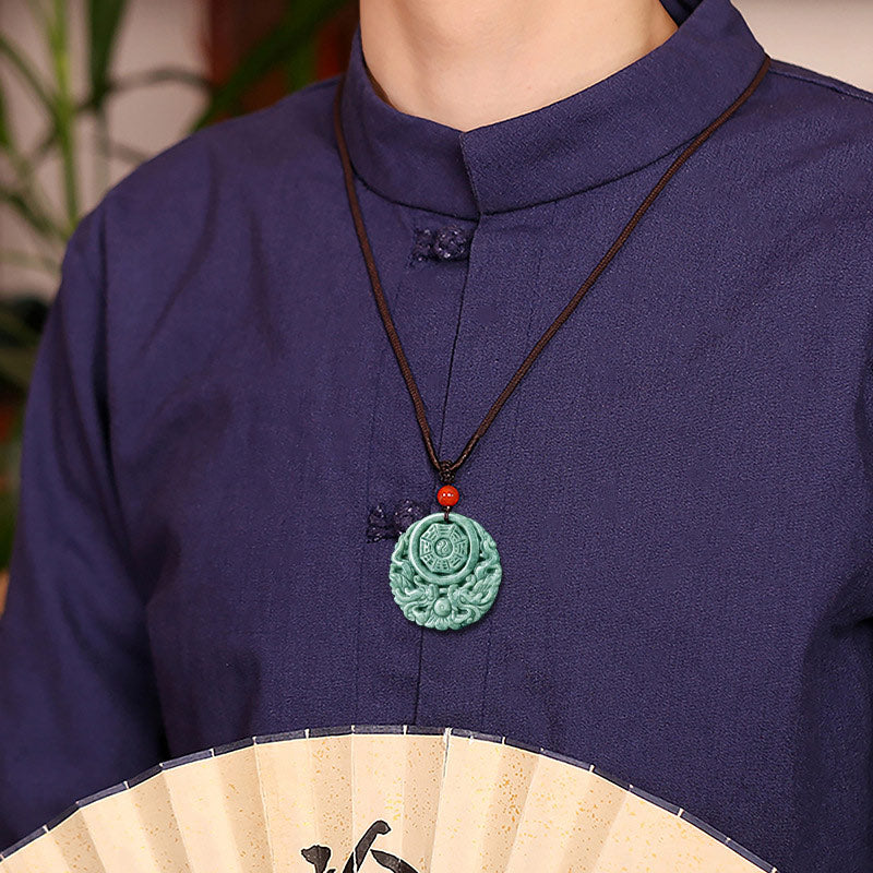 Buddha Stones Smok Jade Yin Yang Równowaga Naszyjnik Wisiorek Sznurkowy - image 3