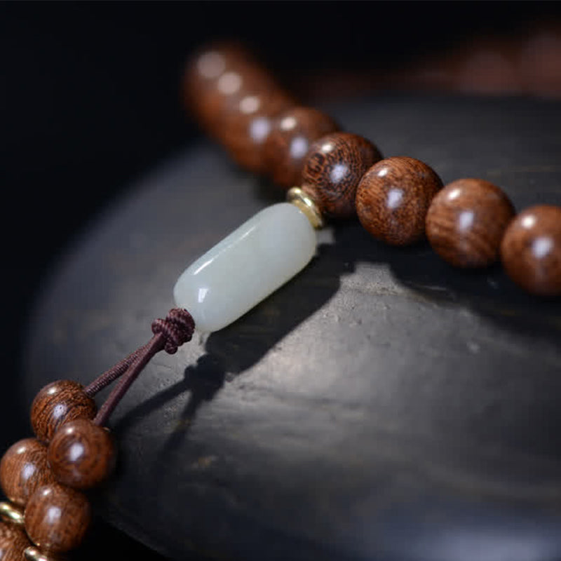 Buddha Stones 108 Mala Koraliki Rosewood Jade Calm Bransoletka