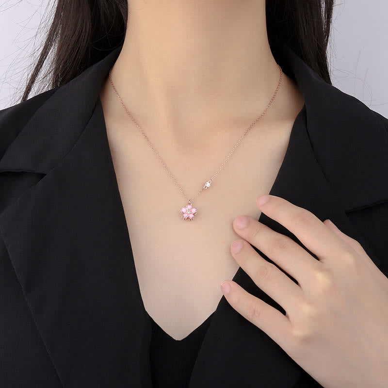 Buddha Stones 925 Srebro Sterlingowe Kwiat Wiśni Obrotowy Naszyjnik Ochronny Wisiorek - image 8