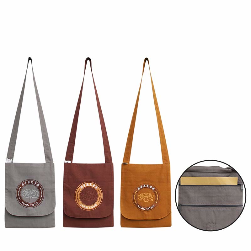 Lotos haftowana torba na ramię z bawełny Spiritual Mind Practice Crossbody Bag