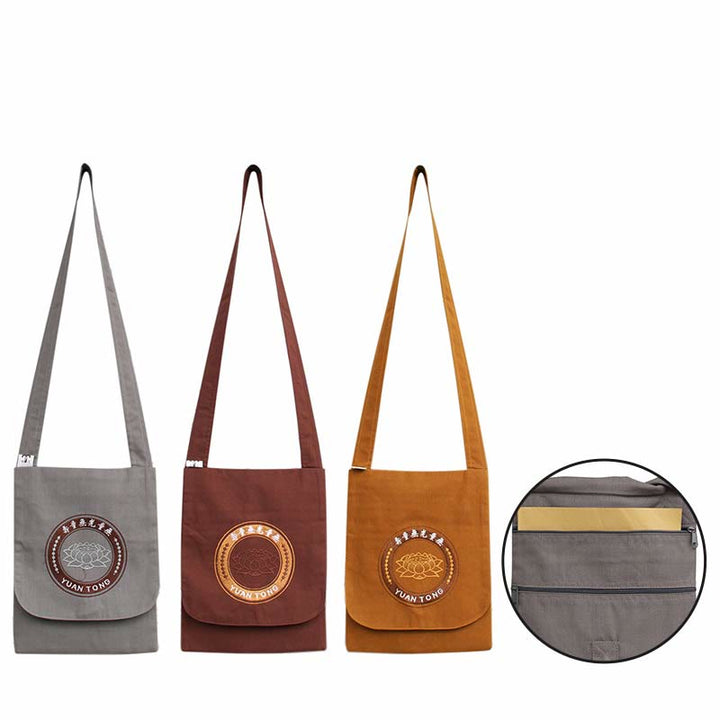 Lotos haftowana torba na ramię z bawełny Spiritual Mind Practice Crossbody Bag