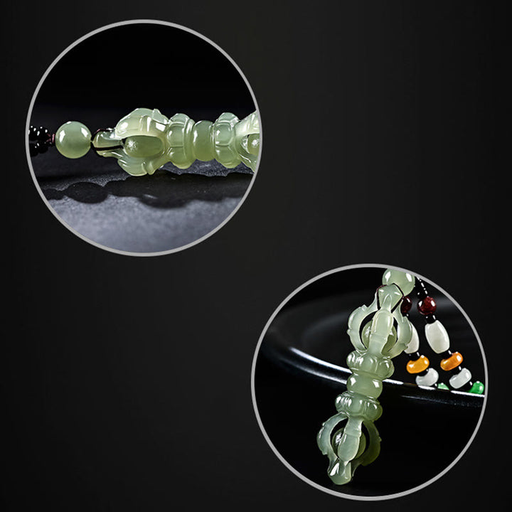 Tybetański naturalny hetian cyjan jadeit biały jadeit Dorje Vajra grawerowany naszyjnik sukcesu wisior - image 5