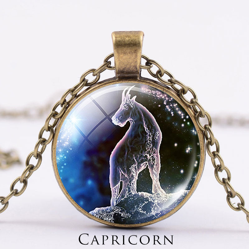 12 konstelacji zodiaku Księżyc Gwiaździste niebo Ochrona Błogosławieństwo Naszyjnik Wisiorek