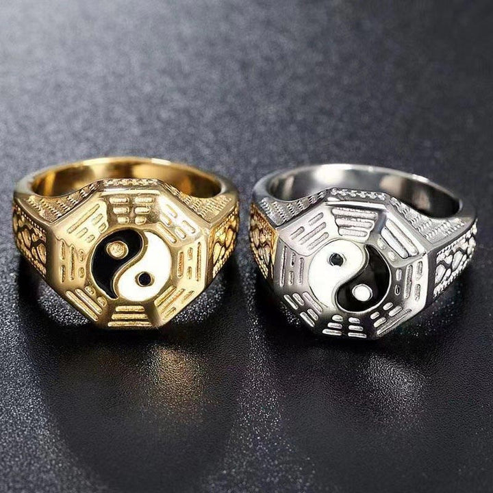 Pierścień szczęścia z miedzianym symbolem Yin Yang
