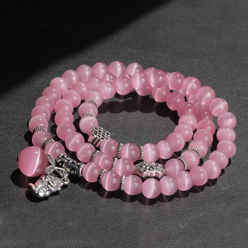 Bransoletka z potrójnym owinięciem w kocie oko PiXiu z Buddha Stones