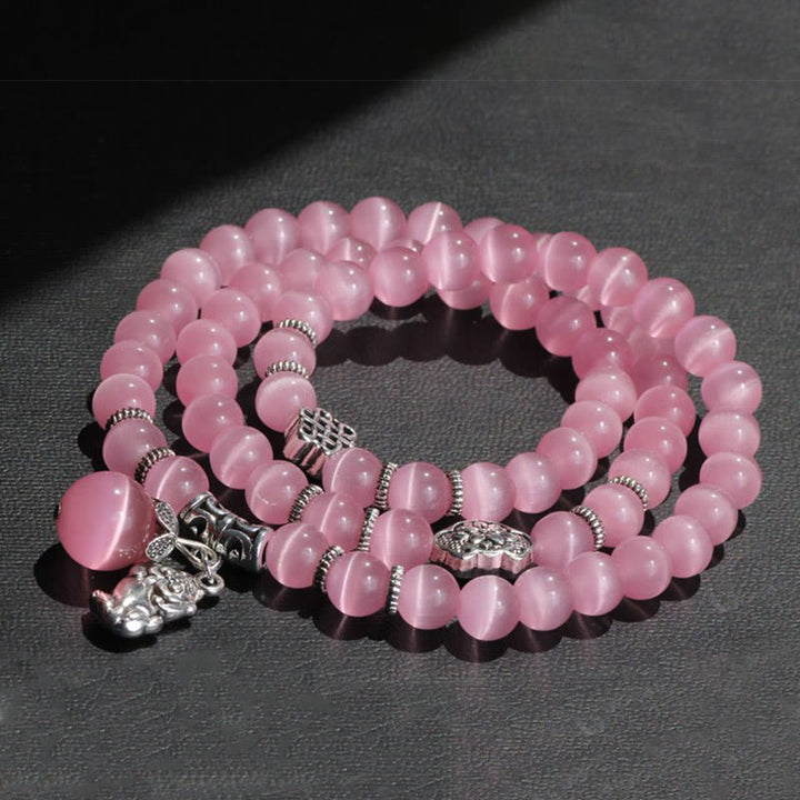 Bransoletka z potrójnym owinięciem w kocie oko PiXiu z Buddha Stones