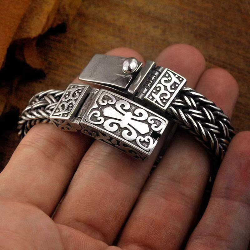 Bransoletka z plecionego łańcucha uzdrawiającego z Buddha Stones w stylu retro winorośli