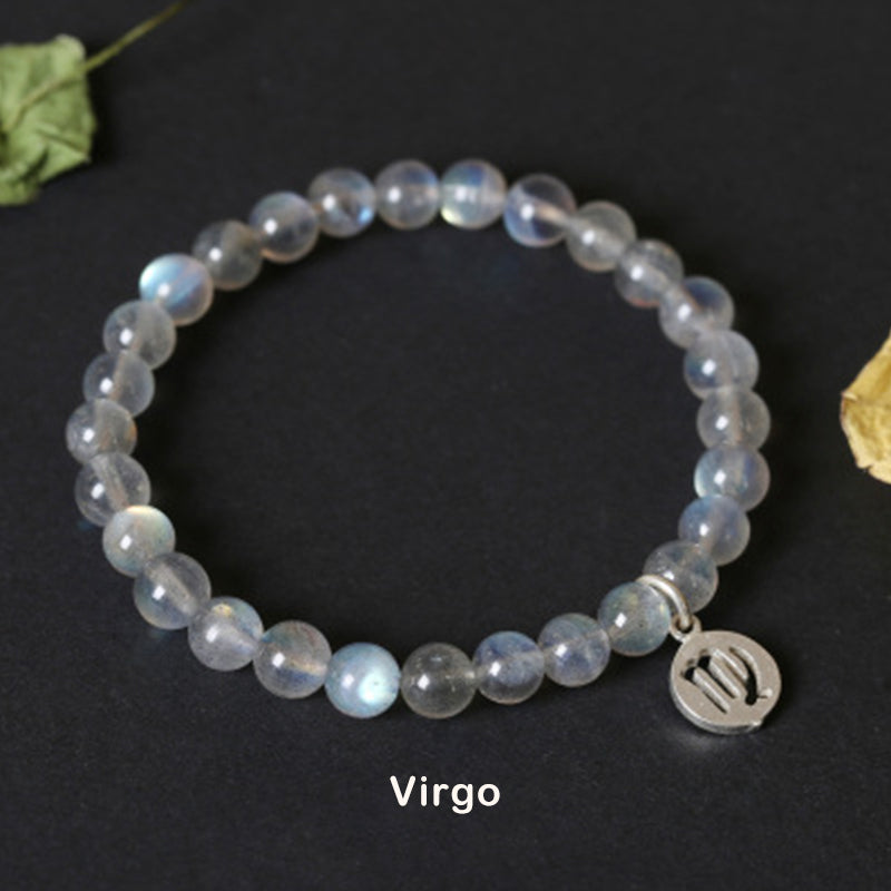 12 konstelacji zodiaku, bransoletka z kamienia księżycowego