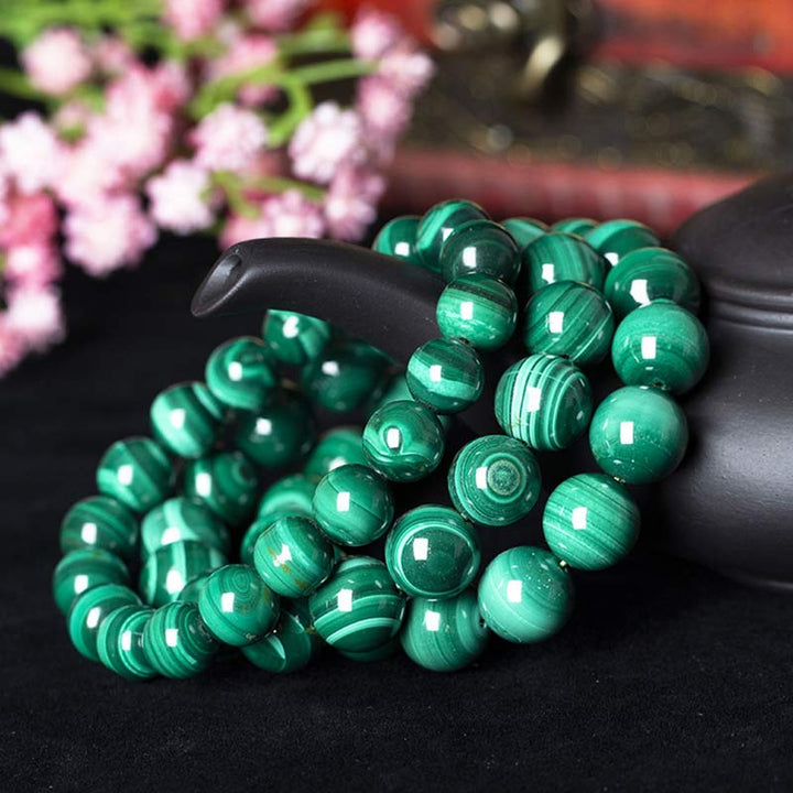Bransoletka ochronna i uspokajająca z naturalnego malachitu z Buddha Stones