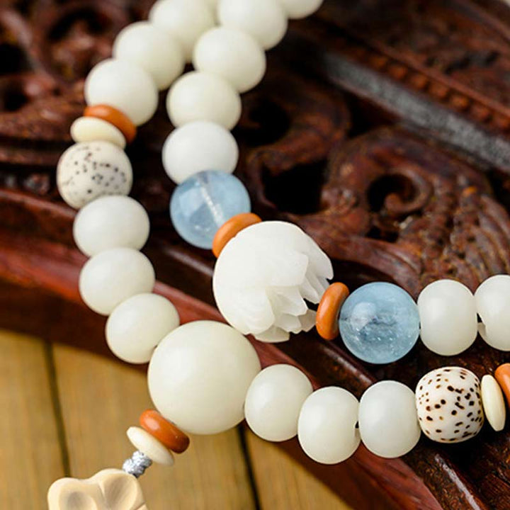 Bransoletka z białego jadeitu Bodhi Lotus z Buddha Stones