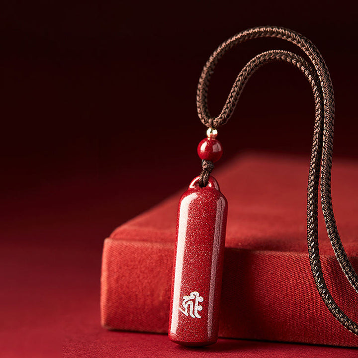 Chiński zodiak natalny budda cynober amulet ochrona sznurkowy naszyjnik wisior - image 1