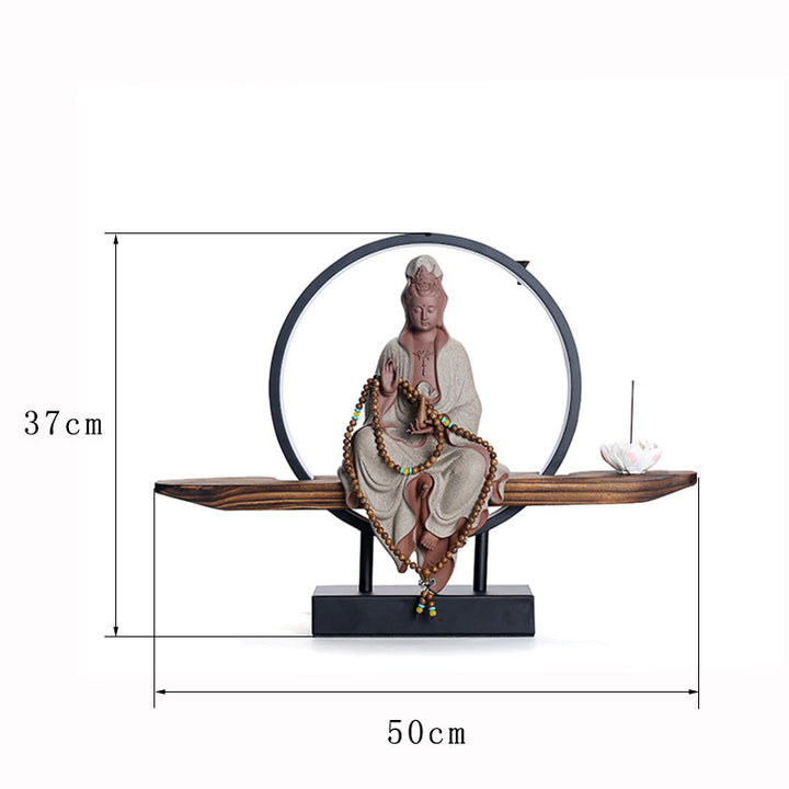 Buddha Stones Budda Awalokiteśwara Ceramiczny Lotos Relaksacyjny Kadzielnica Dekoracja
