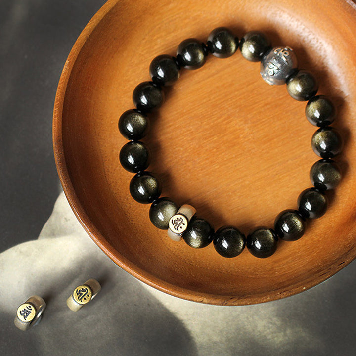 Buddha Stones Chiński Zodiak Natal Budda Obsydian Oczyszczająca Bransoletka