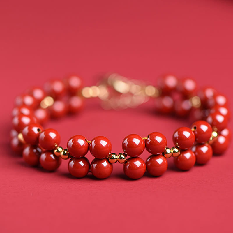Bransoletka z koralików z Buddha Stones Natural Cinnabar Blessing