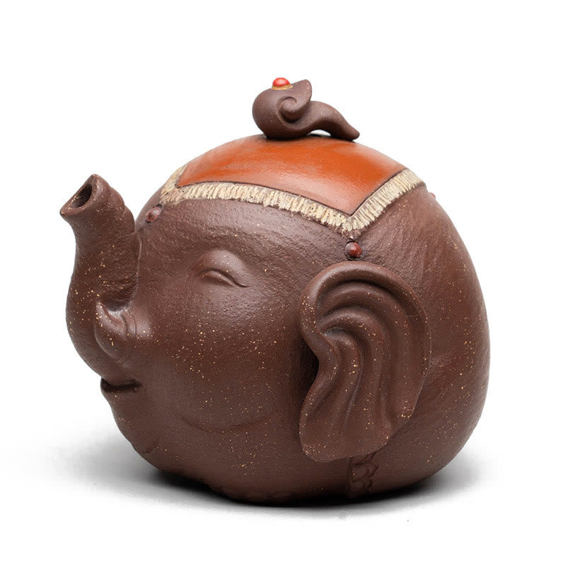 Buddha Stones Uroczy Słoń Pomyślne Chmury Fioletowa Glina Ceramiczny Czajnik