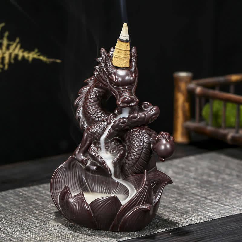 Wzór Smoka Lotosu Siła Ochrona Ceramiczny palnik kadzideł Dekoracja