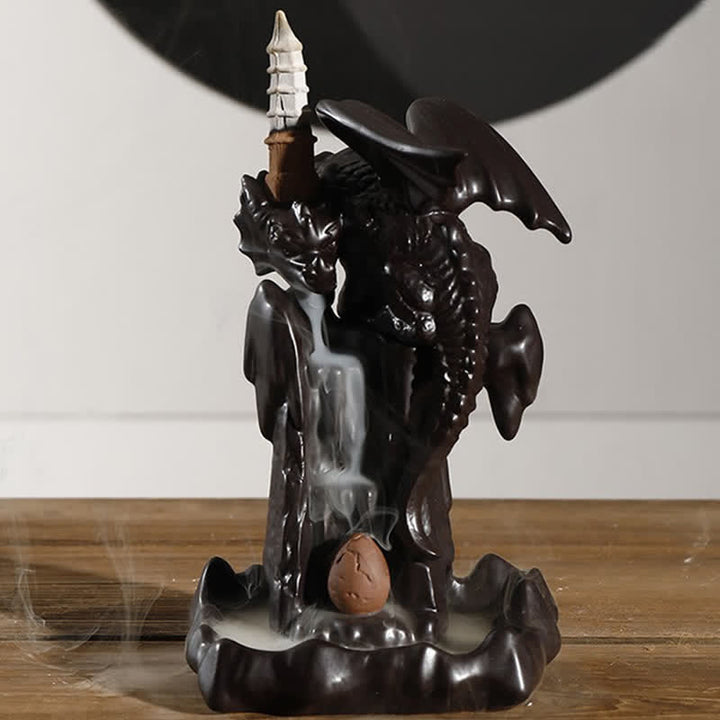 Nordic Dragon Ceramic Backflow Smoke Fountain Medytacja Uzdrawiająca Kadzielnica Dekoracja Kula Led