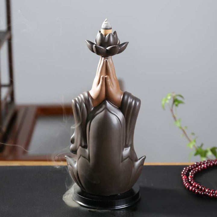 Budda Awalokiteśwara Czenrezig Ksitigarbha Ceramiczny palnik kadzielniczy z błogosławieństwem lotusu