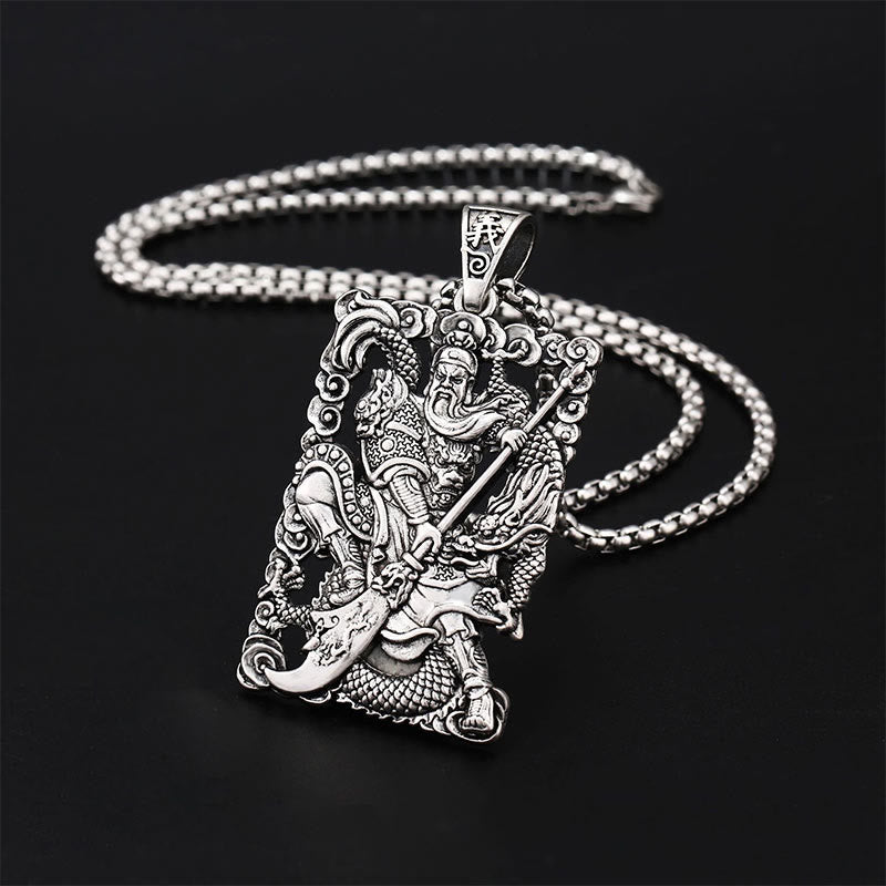 Buddha Stones Guan Gong Smok Pomyślne Chmury Bogactwo Naszyjnik Wisiorek