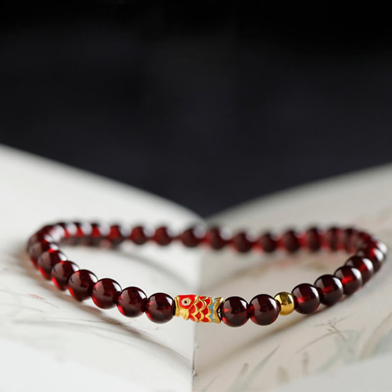 Buddha Stones 999 Złota Rybka Koi Naturalna Granatowa Bransoletka Ochronna