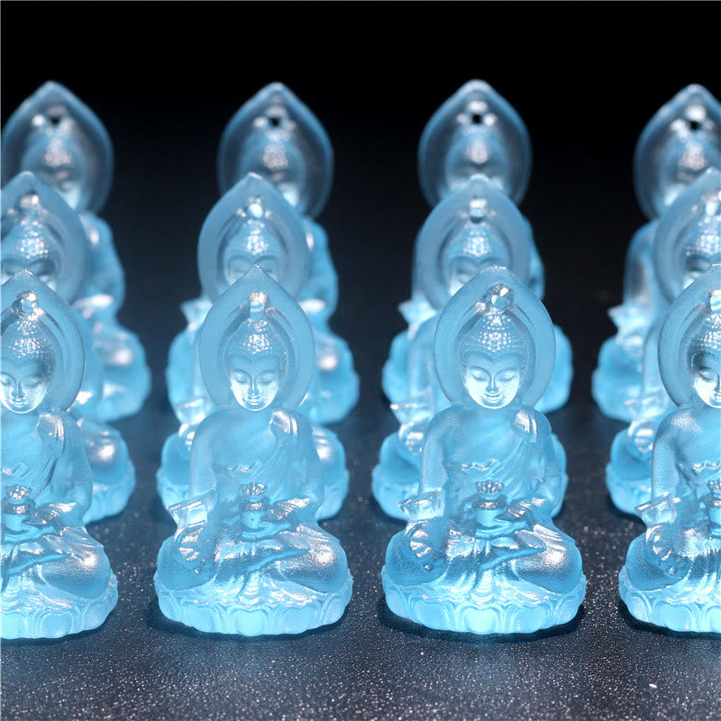 Buddha Stones Niebieski Tathagata Budda Medycyna Budda Liuli Kryształ Spokój Amulet Naszyjnik Wisiorek - image 14