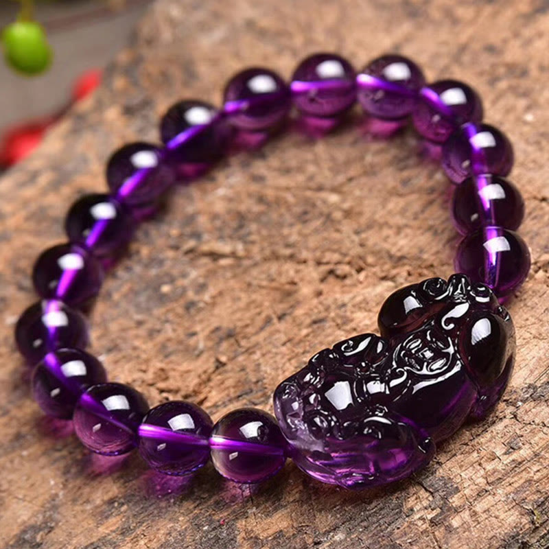 Buddha Stones Feng Shui Ametyst Fortuna Bransoletka Bogactwo