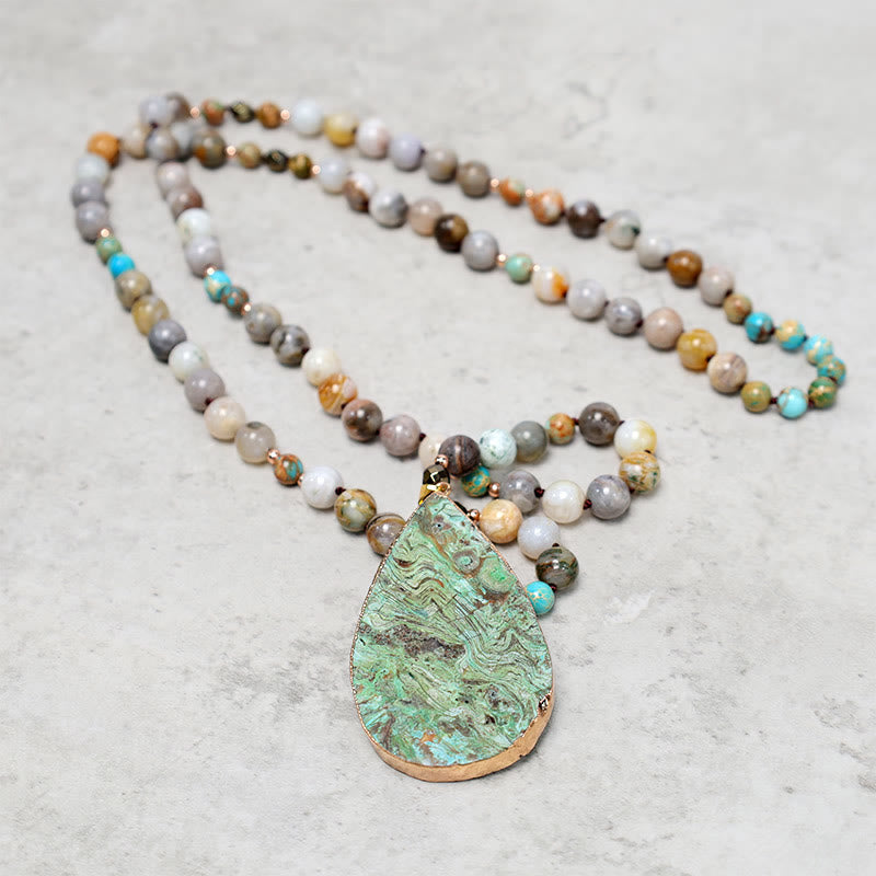 Buddha Stones Naturalny Ocean Picasso Jasper Koralikowy Naszyjnik Uzdrawiający