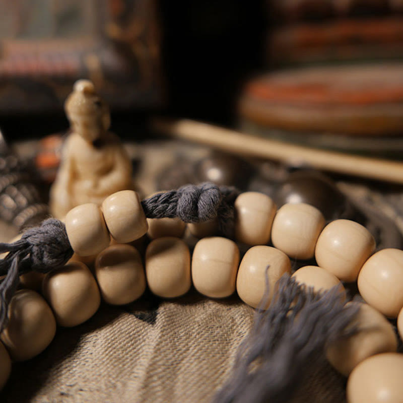 Buddha Stones 108 Mala Koraliki Abelia Biflora Drewno Odpędzające Złe Duchy Mala Nadgarstek