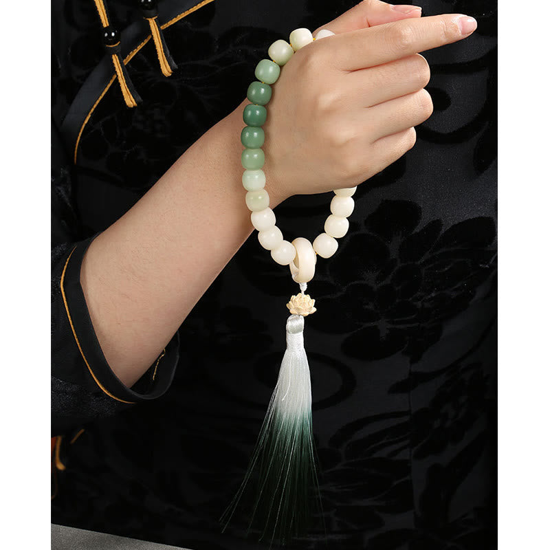 Buddha Stones Naturalny Gradient Bodhi Nasiona Fortuny Pieniądze Worek Lotos Mądrość Tassel Nadgarstek Mala