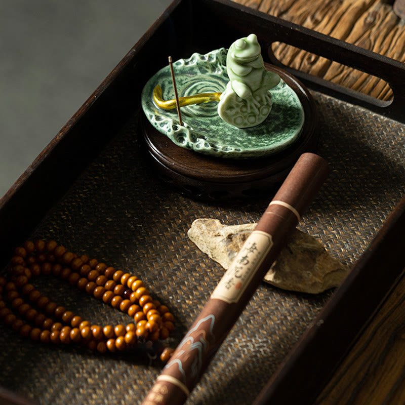 Buddha Stones Liść Medytacja Żaba Wzór Uzdrawiający Ceramiczny Kadzielnica Dekoracja