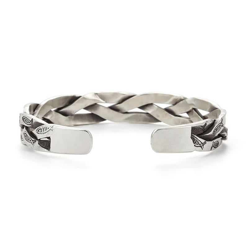 Buddha Stones Koi Ryba Skręcony Projekt Szczęście Bogactwo Mankiet Bransoletka Bangle